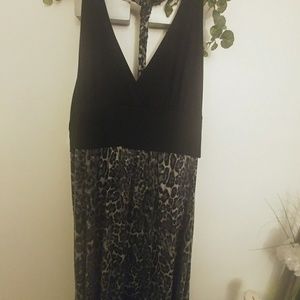 Gray and black leopard print dress